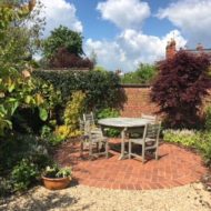 Brick paving seating area