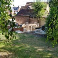 Seating area in family garden